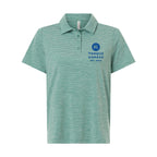 Team 365 Women's Relay Heathered Stripe Polo Embroidery - Sport Forest Heather/ White - Front