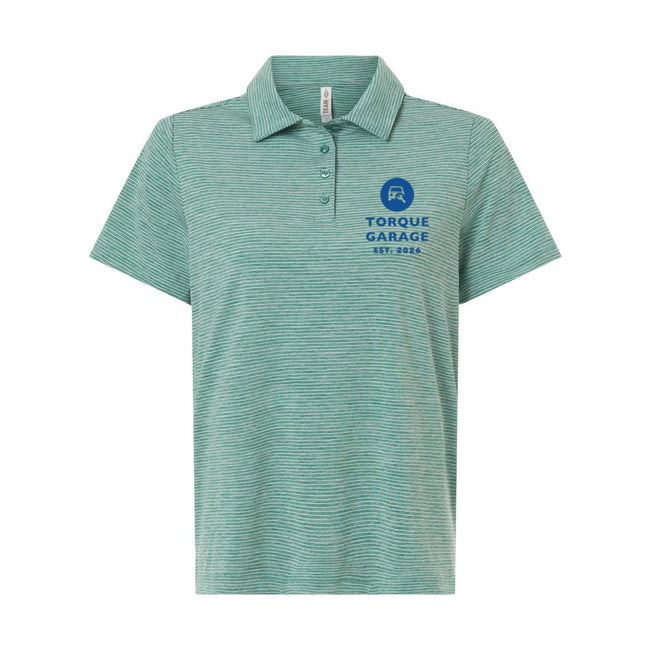 Team 365 Women's Relay Heathered Stripe Polo Embroidery