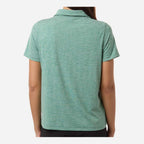 Team 365 Women's Relay Heathered Stripe Polo Embroidery - Sport Forest Heather/ White - On Model Back