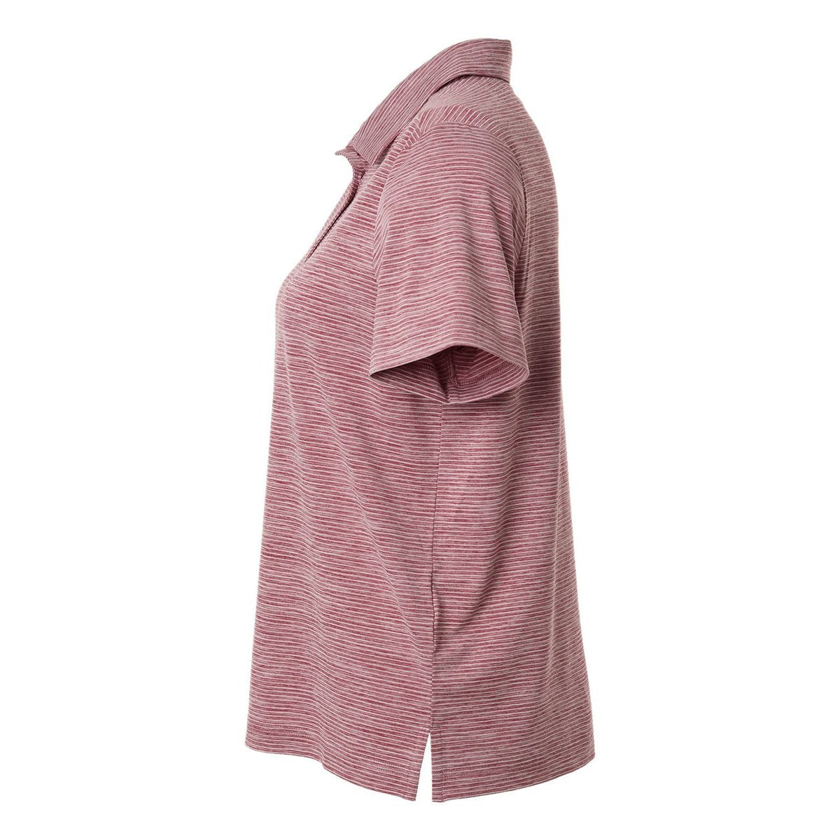 Team 365 Women's Relay Heathered Stripe Polo Embroidery - Sport Maroon Heather/ White - Direct Side