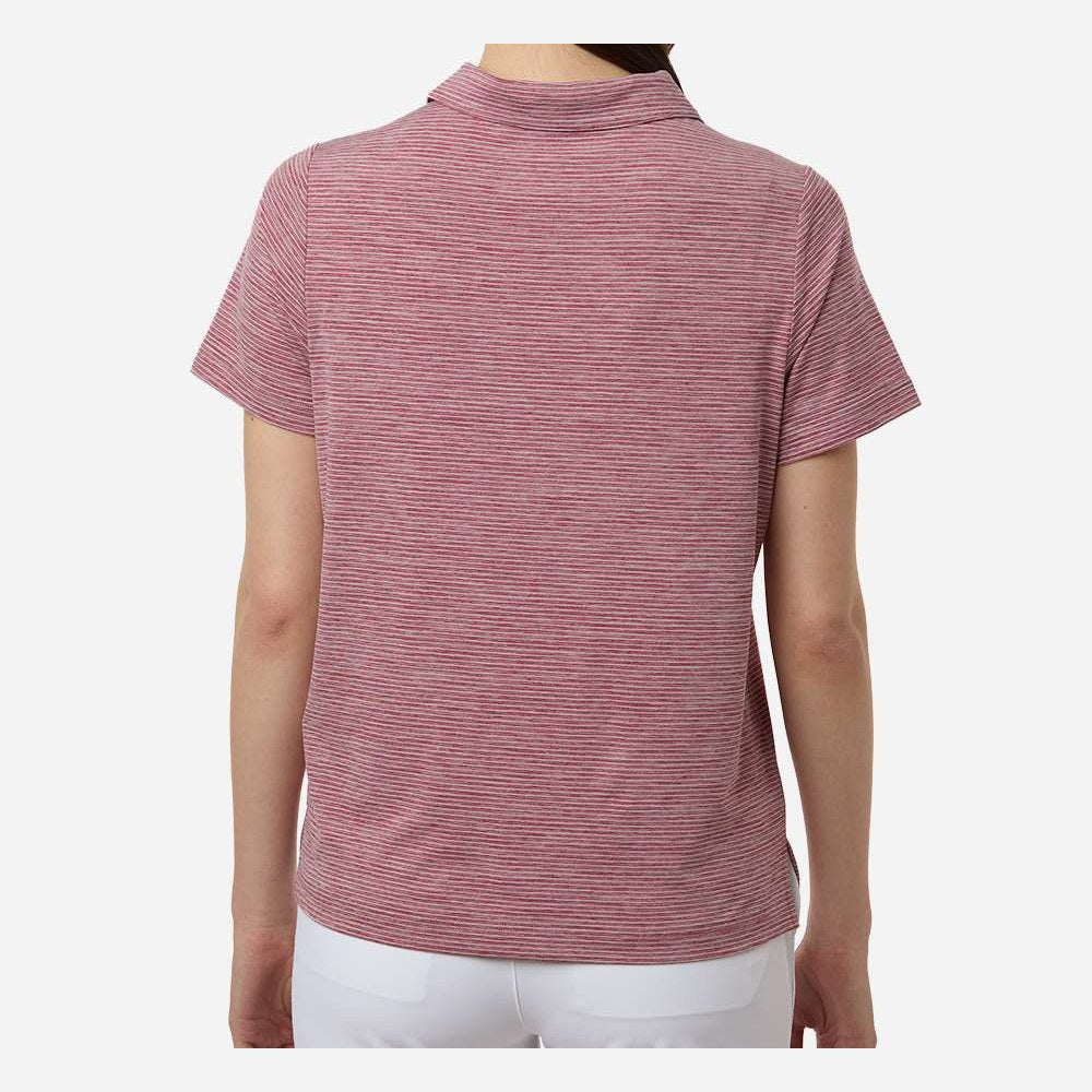Team 365 Women's Relay Heathered Stripe Polo Embroidery - Sport Maroon Heather/ White - On Model Back