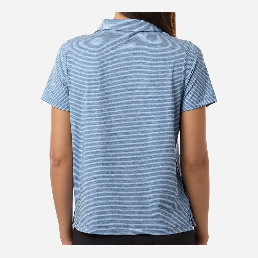 Team 365 Women's Relay Heathered Stripe Polo Embroidery - Sport Royal Heather/ White - On Model Back