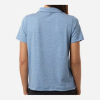Team 365 Women's Relay Heathered Stripe Polo Embroidery - Sport Royal Heather/ White - On Model Back