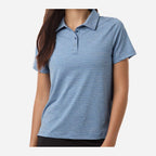 Team 365 Women's Relay Heathered Stripe Polo Embroidery - Sport Royal Heather/ White - On Model Front