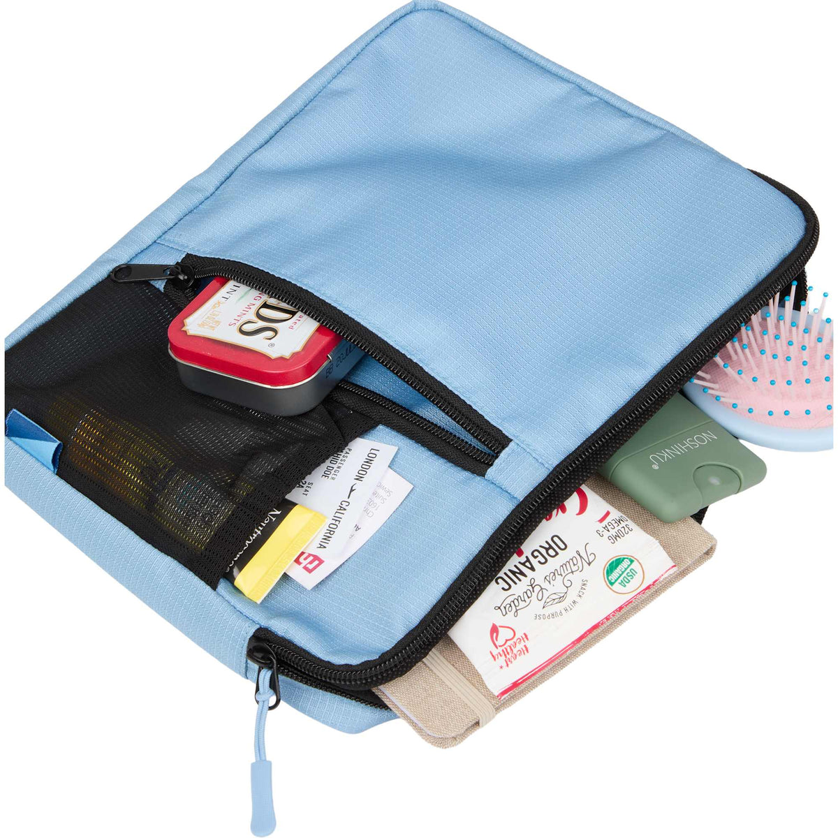 Tech Organizer Case with Grab Handle, Recycled Transfer - Blue - Propped