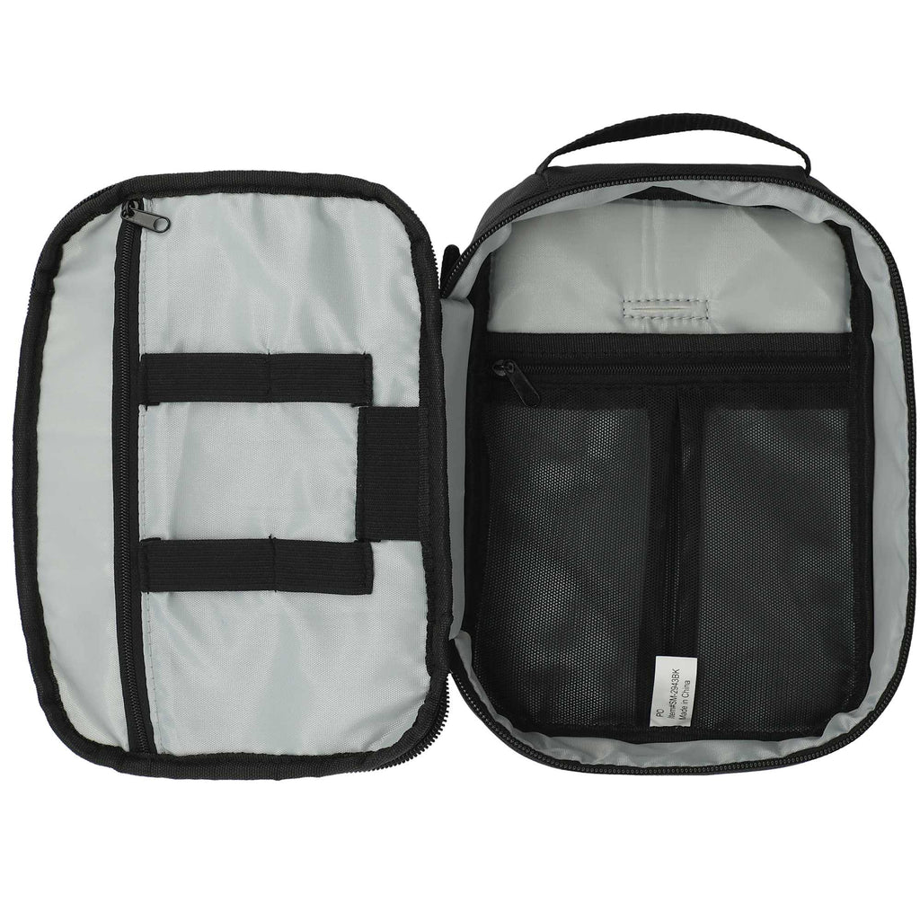 Tech Organizer with Cable Loops in Recycled PET Full Color - Black - Front 2