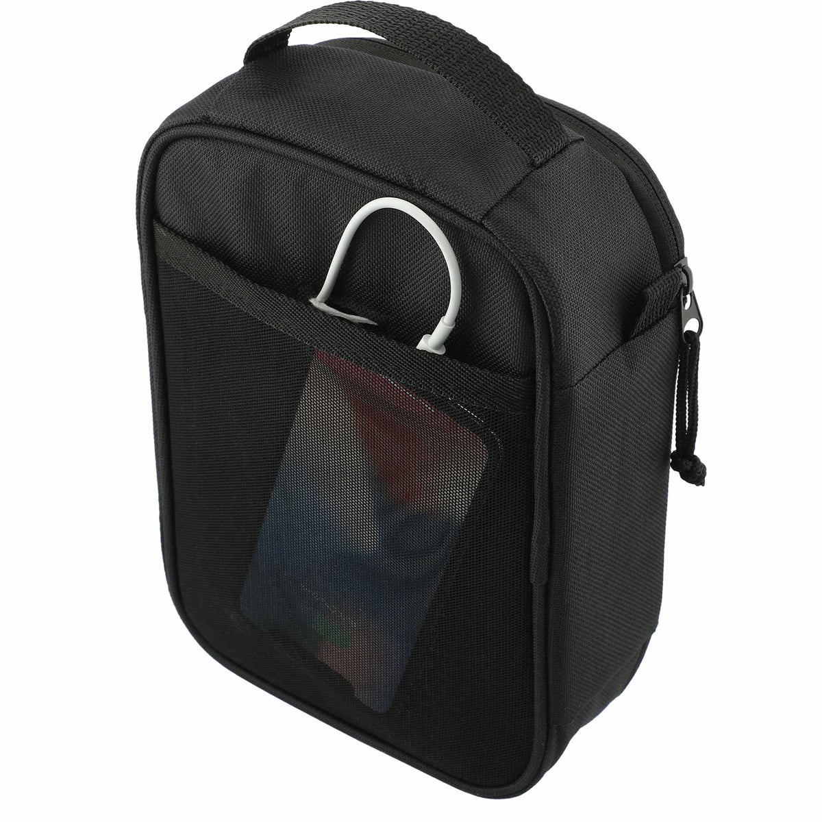 Tech Organizer with Cable Loops in Recycled PET Full Color - Black - Left Angle