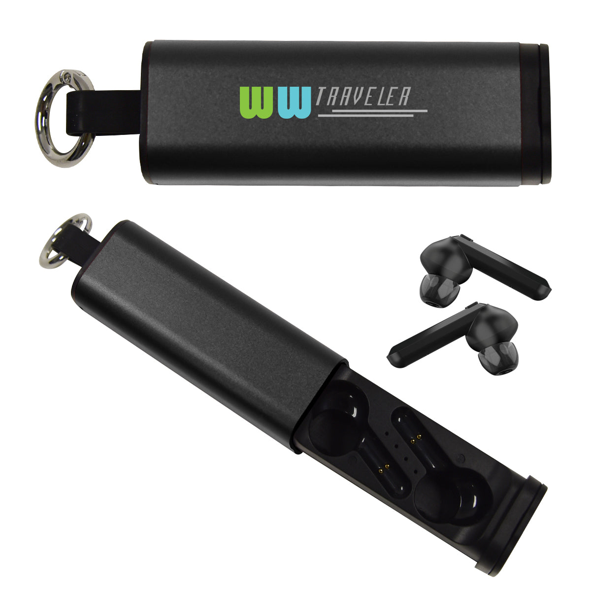 Tech Support Wireless Earbuds and Phone Stand - Black - Full Color