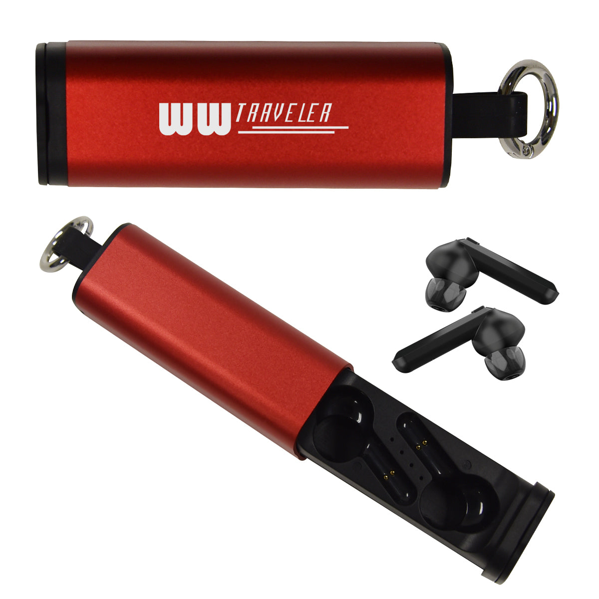 Tech Support Wireless Earbuds and Phone Stand - Black Red - Silk Screen