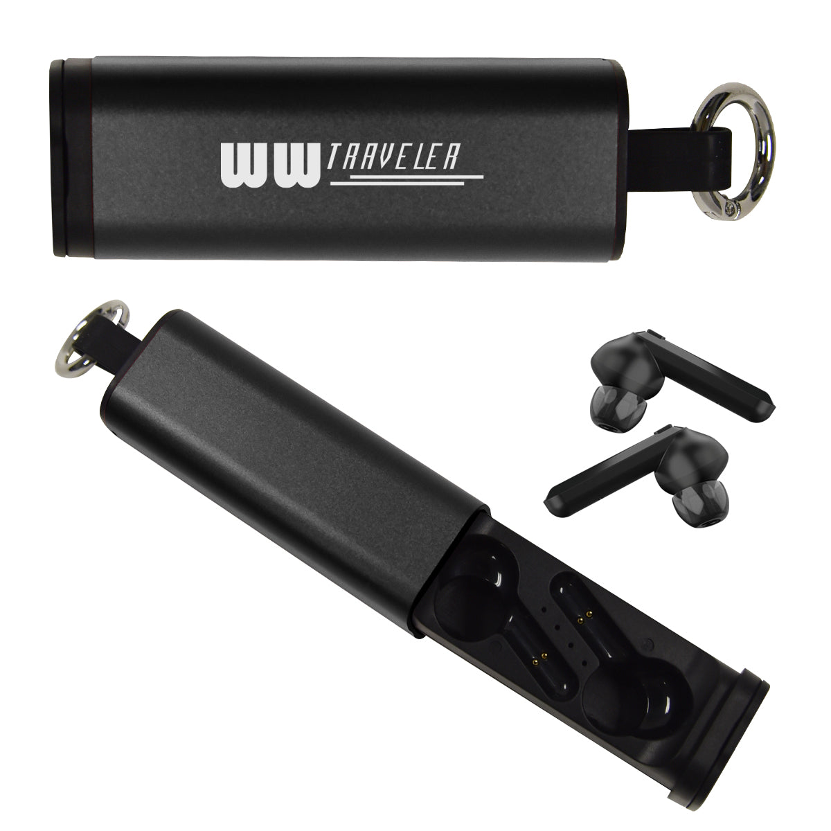 Tech Support Wireless Earbuds and Phone Stand - Black - Silk Screen