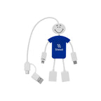 Techmate Charging Cable and USB Hub, Three-Way - Blue - Pad Print