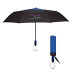 Telescopic Diamond Top Vented Umbrella, 44 Inch Arc - Black with Blue - Colorbrite
