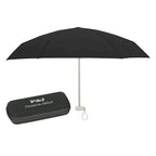 Telescopic Folding Travel Umbrella with EVA Case, 37 Inch Arc - Black - Silk Screen