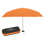 Telescopic Folding Travel Umbrella with EVA Case, 37 Inch Arc - Orange - Silk Screen