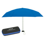 Telescopic Folding Travel Umbrella with EVA Case, 37 Inch Arc - Royal Blue - Silk Screen