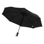 Telescopic Folding Umbrella with Recycled Canopy, 42 Inch Arc - Black with Gray - Open