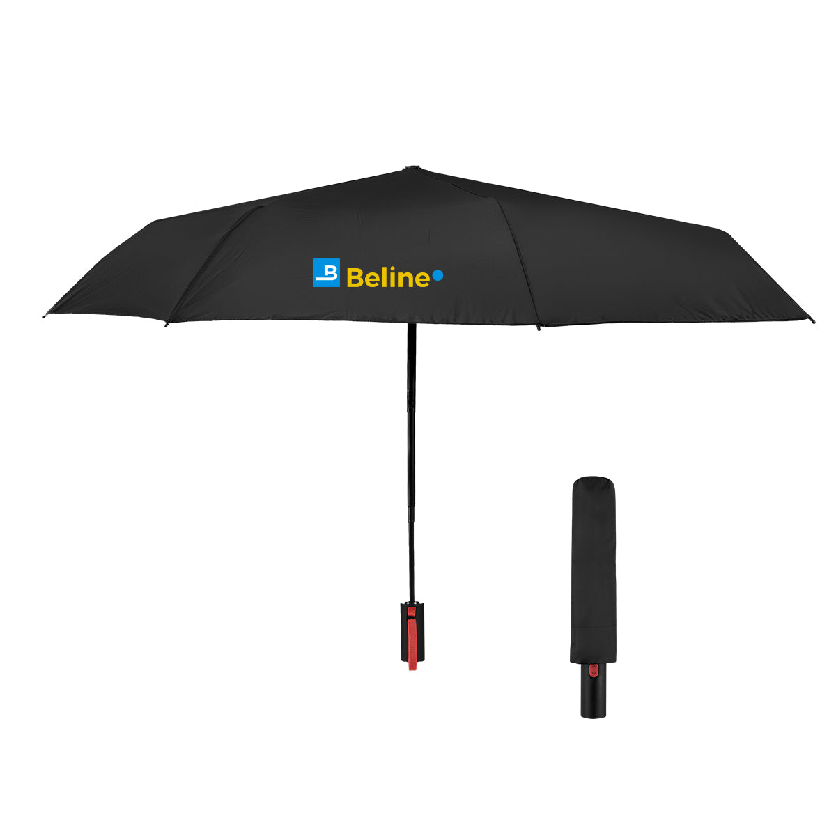 Telescopic Folding Umbrella with Recycled Canopy, 42 Inch Arc - Red - Colorbrite