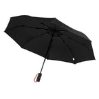 Telescopic Folding Umbrella with Recycled Canopy, 42 Inch Arc - Red - Open