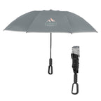 Telescopic Inversion Umbrella with Carabiner Handle, 46 Inch Arc - Gray - Colorbrite