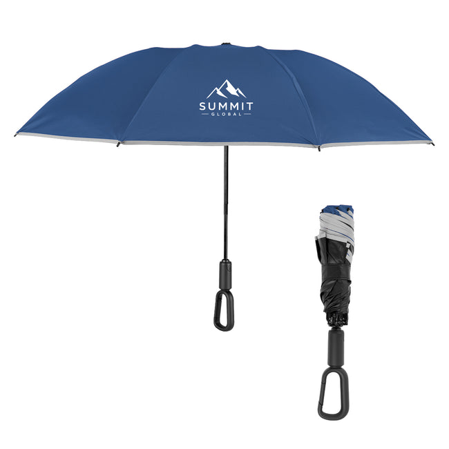 Telescopic Inversion Umbrella with Carabiner Handle, 46 Inch Arc