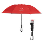 Telescopic Inversion Umbrella with Carabiner Handle, 46 Inch Arc - Red - Colorbrite