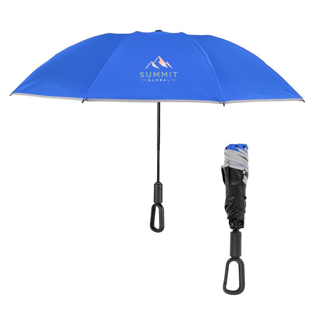 Telescopic Inversion Umbrella with Carabiner Handle, 46 Inch Arc - Royal Blue - Colorbrite
