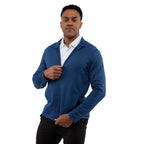 Telica Brushed Back Recycled Fleece Jacket for Men Debossing - River Blue - Front On Model