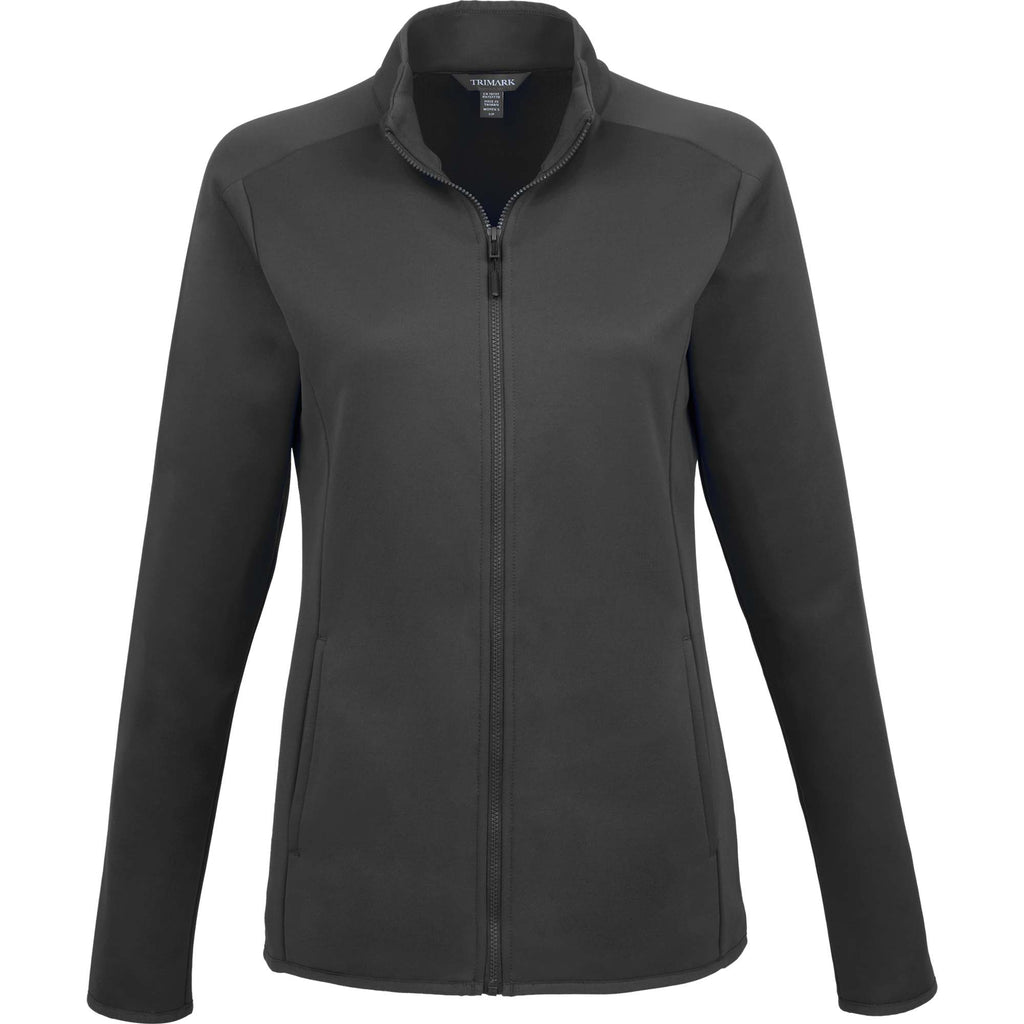 Telica Brushed Back Recycled Fleece Jacket for Women Debossing - Grey Smoke - Front