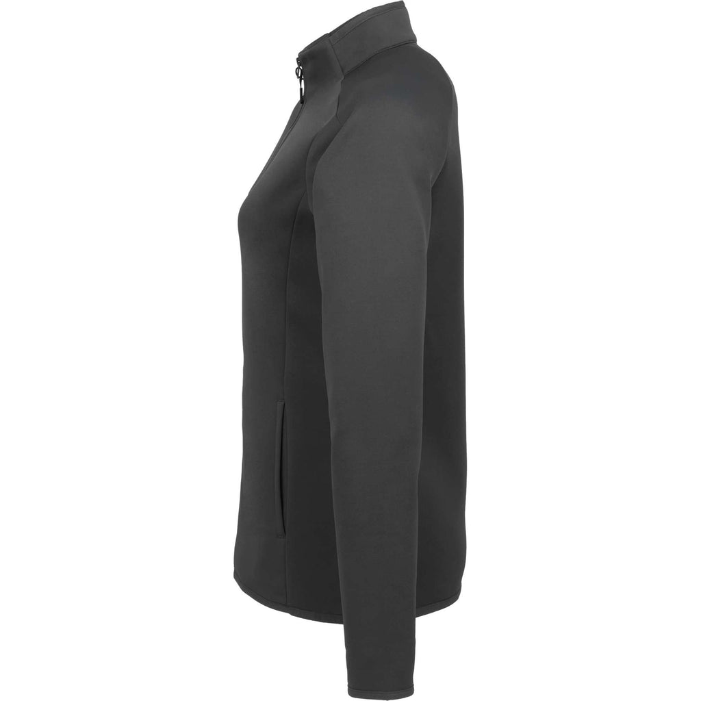Telica Brushed Back Recycled Fleece Jacket for Women Debossing - Grey Smoke - Left Side