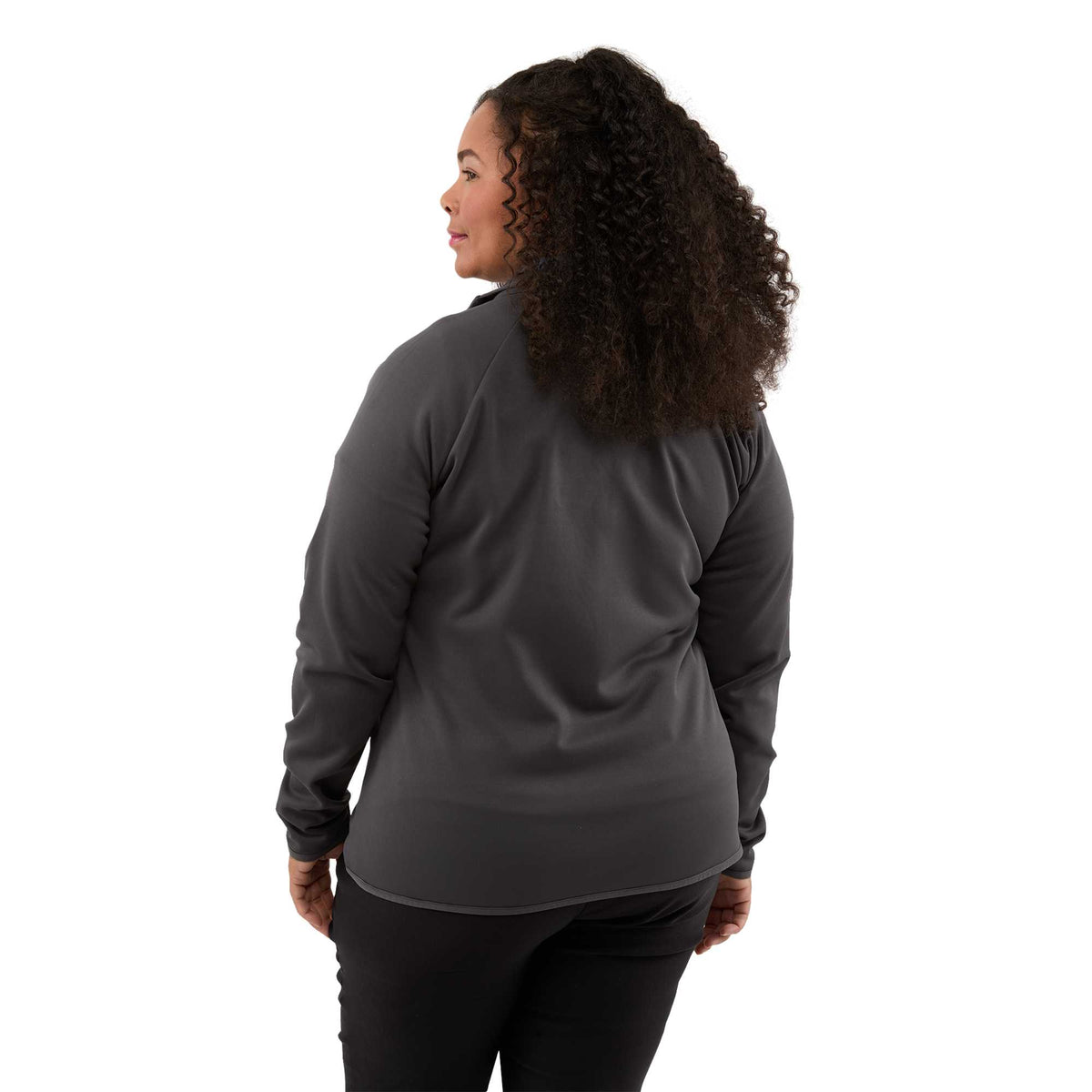 Telica Brushed Back Recycled Fleece Jacket for Women Transfer - Grey Smoke - Back On Model
