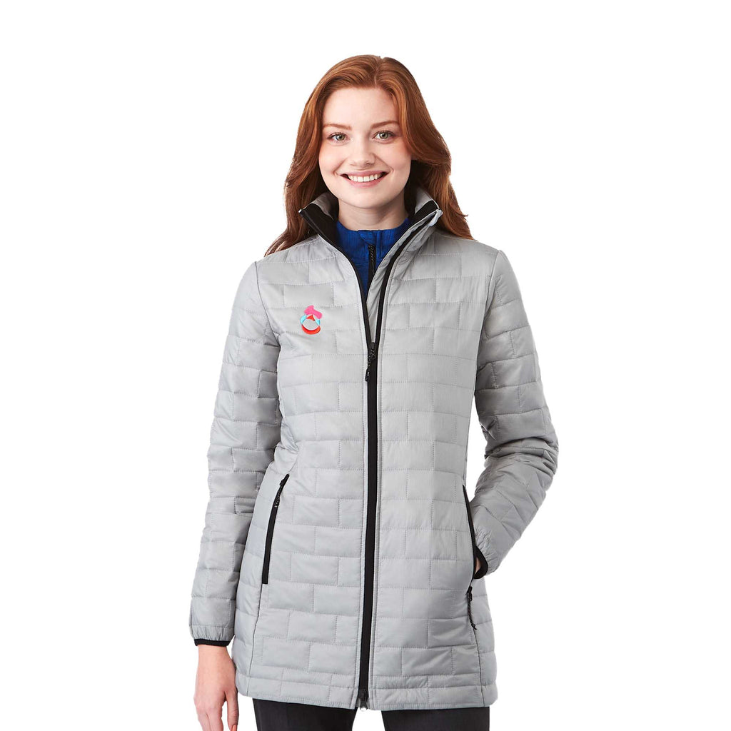 Telluride Packable Puffer Jacket for Women Embroidery - Silver - Front On Model