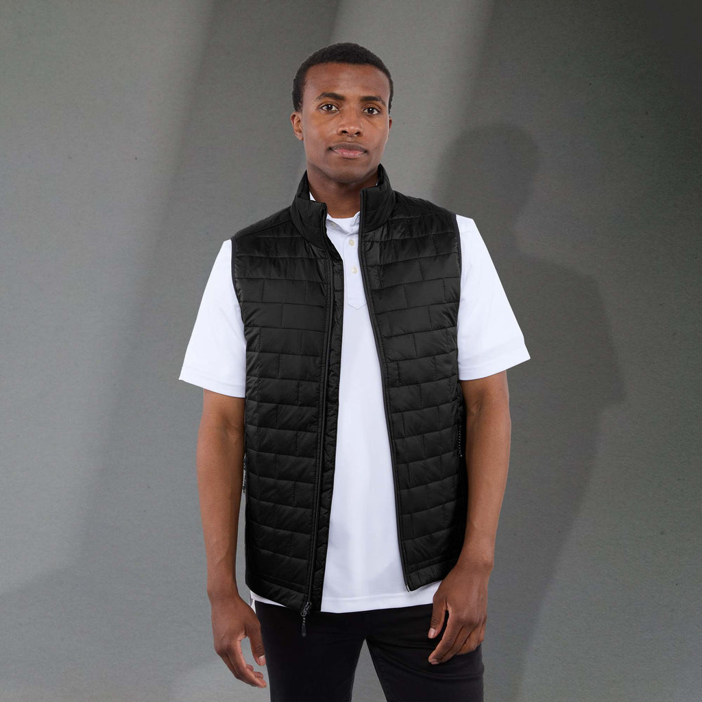Telluride Packable Puffer Vest for Men Embroidery - Black - Front On Model