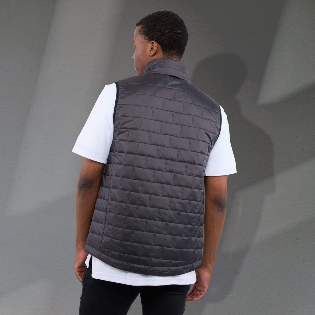 Telluride Packable Puffer Vest for Men Embroidery - Grey Storm - Back On Model