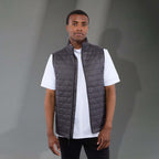Telluride Packable Puffer Vest for Men Embroidery - Grey Storm - Front On Model