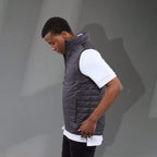 Telluride Packable Puffer Vest for Men Embroidery - Grey Storm - Left Side On Model