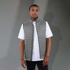 Telluride Packable Puffer Vest for Men Embroidery - Silver - Front On Model