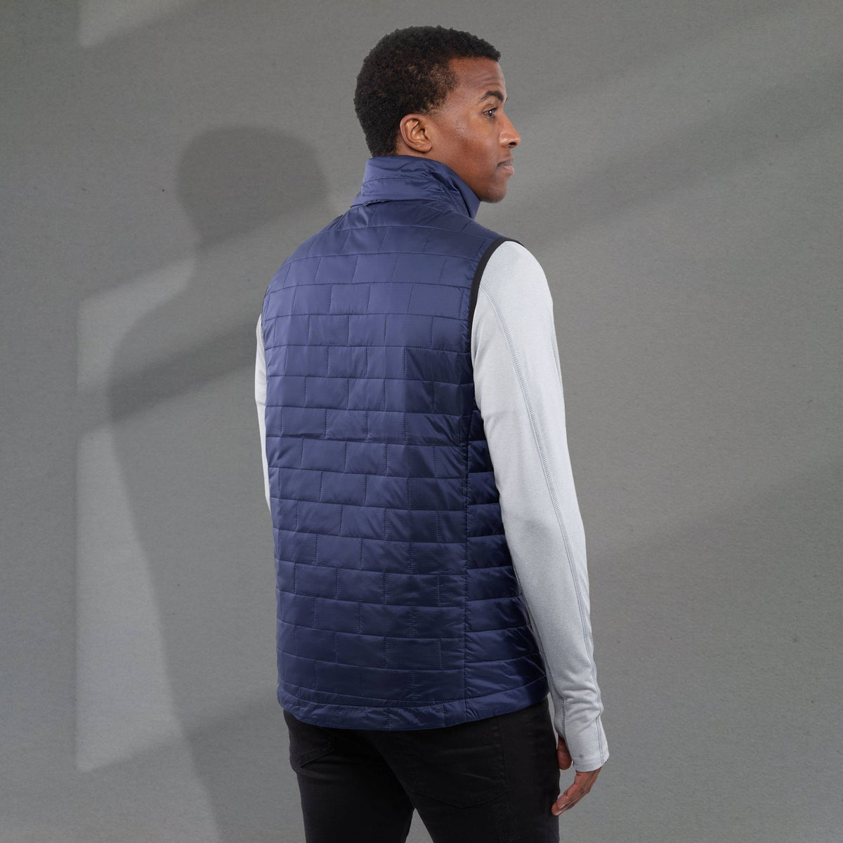 Telluride Packable Puffer Vest for Men Embroidery - Vintage Navy - Back On Model