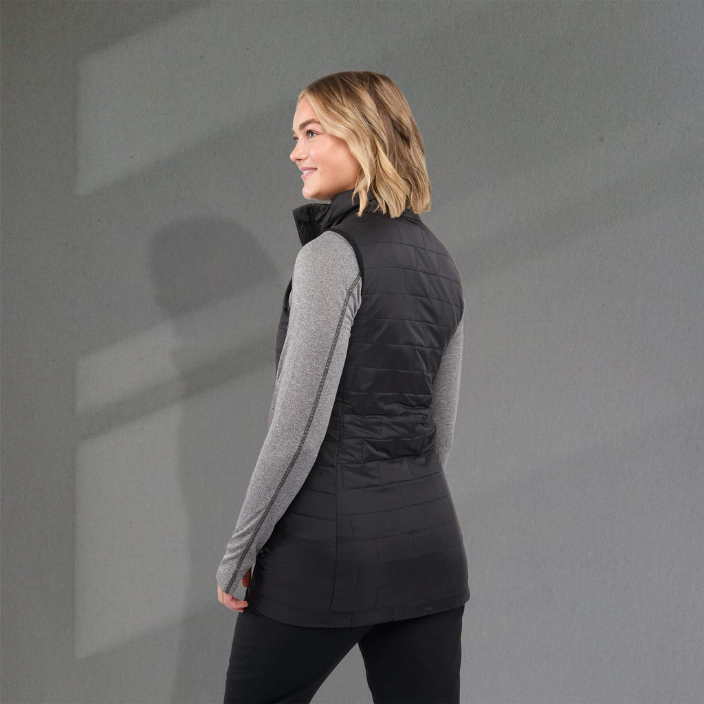 Telluride Packable Puffer Vest for Women Embroidery - Black - Back On Model
