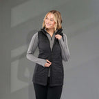 Telluride Packable Puffer Vest for Women Embroidery - Black - Front On Model