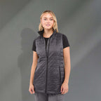 Telluride Packable Puffer Vest for Women Embroidery - Grey Storm - Front On Model