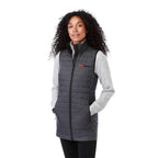 Telluride Packable Puffer Vest for Women Embroidery - Grey Storm - Left Angle On Model 4