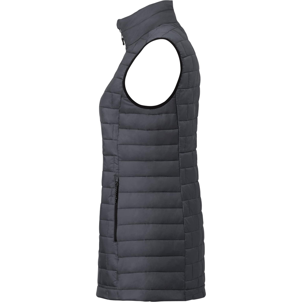 Telluride Packable Puffer Vest for Women Embroidery - Grey Storm - Left Side