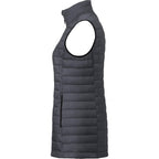 Telluride Packable Puffer Vest for Women Embroidery - Grey Storm - Left Side