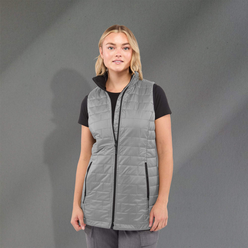 Telluride Packable Puffer Vest for Women Embroidery - Silver - Front On Model