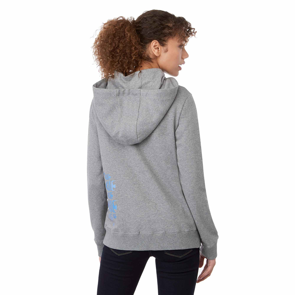 Tentree Banshee Organic Cotton Cowl Hoodie for Women Transfer - ten Heather Grey - On Model Back
