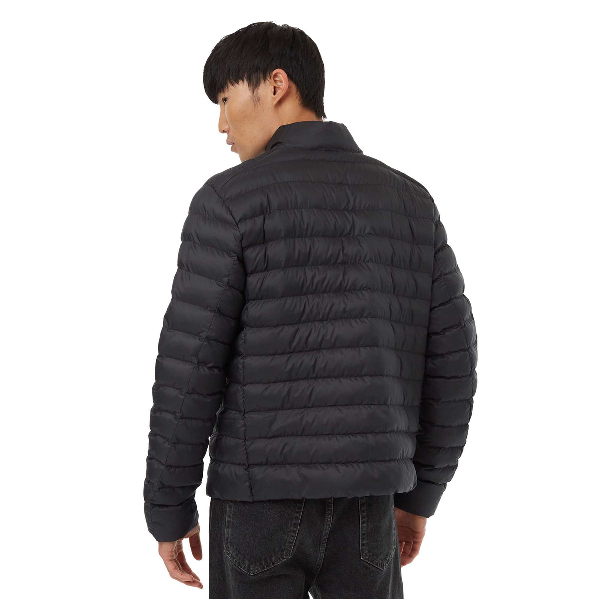 tentree Cloud Shell Packable Puffer Jacket for Men Transfer - ten Meteorite Black - Back On Model