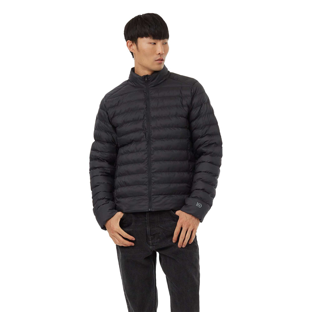 tentree Cloud Shell Packable Puffer Jacket for Men Transfer - ten Meteorite Black - Front On Model