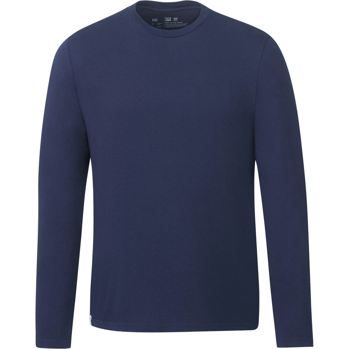 tentree Long Sleeve Tee in Fairtrade Organic Cotton for Men Transfer - ten Dress Blue - Front