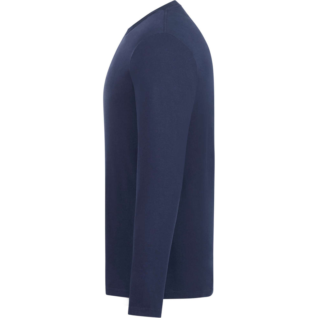 tentree Long Sleeve Tee in Fairtrade Organic Cotton for Men Transfer - ten Dress Blue - Left Side