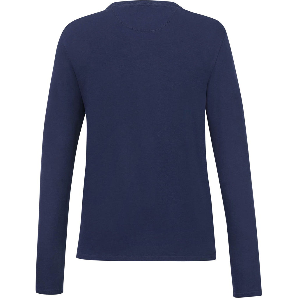tentree Long Sleeve Tee in Fairtrade Organic Cotton for Women Transfer - ten Dress Blue - Back